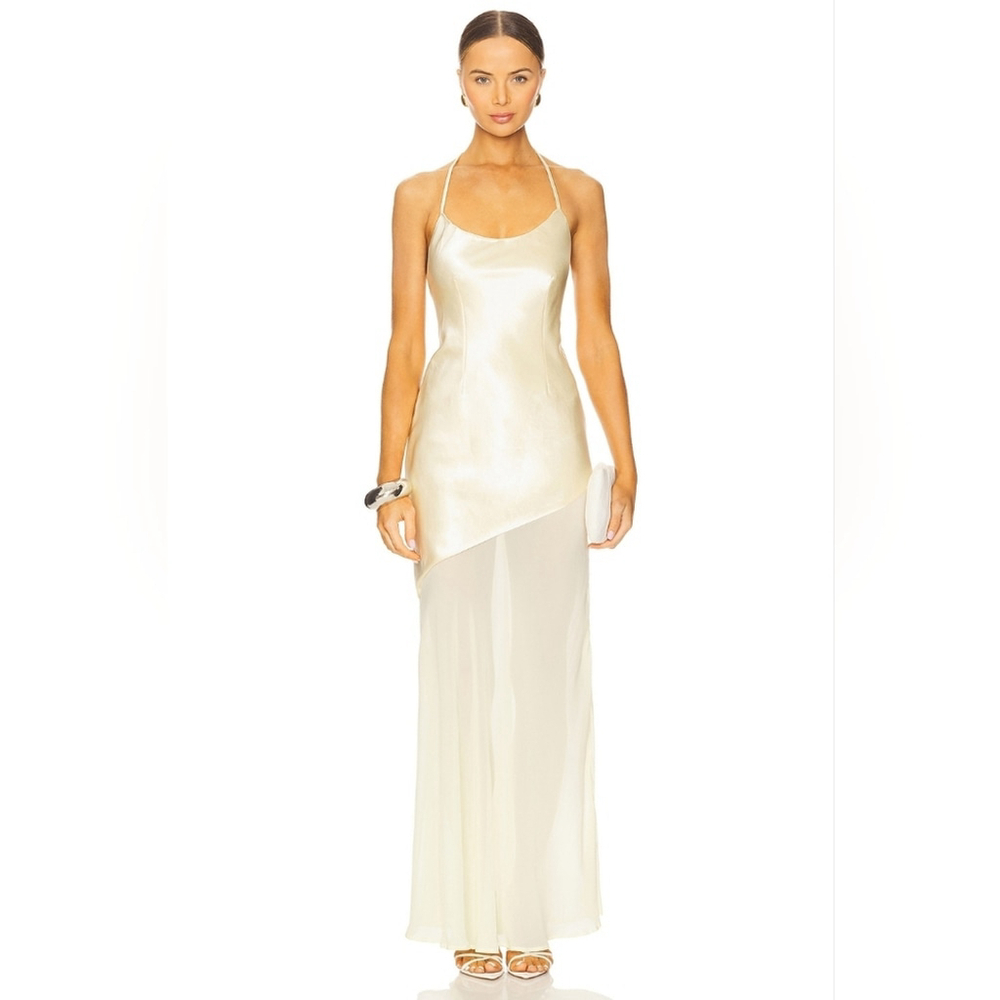 NWT $132 RUNAWAY THE LABEL Revolve Samani Maxi Dress In Lemon XS